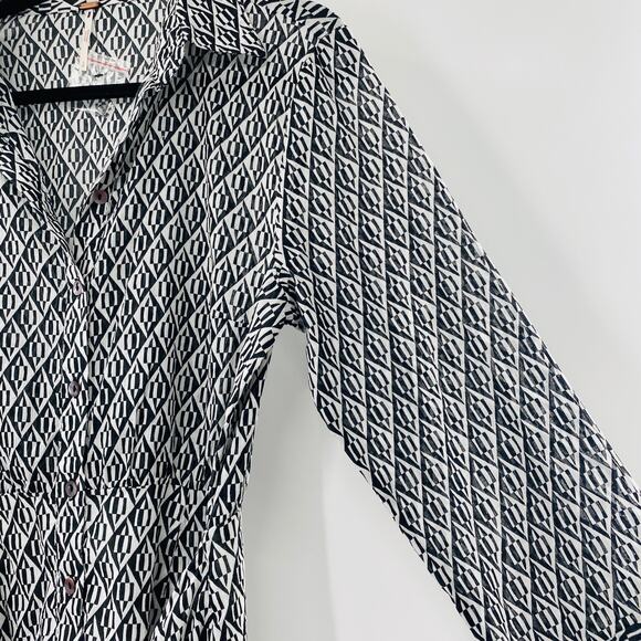 NEW Free People Rillo Beach Summer Shirtdress Small Black White Lightweight - Picture 7 of 16